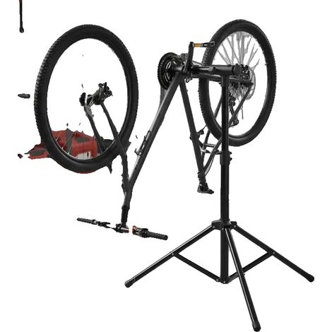 Soporte para reparación de bicicletas, construcción robusta, altura ajustable, color negro. (1/2)