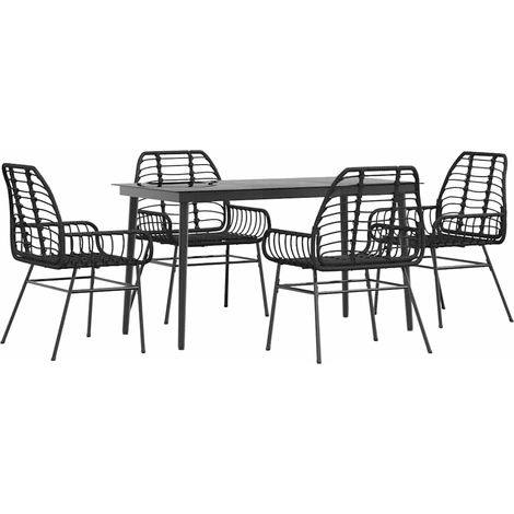 Maison Exclusive - 5-teiliges Garten-Esszimmerset aus schwarzem P