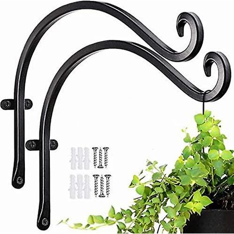 Lot de 2 crochets métalliques pour suspension de lanterne ou de panier suspendu (30,5 x 20,3 cm, noir)