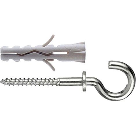 Tasselli in nylon Diam. 6 x 30 senza collarino con occhiolo aperto 12 pz.