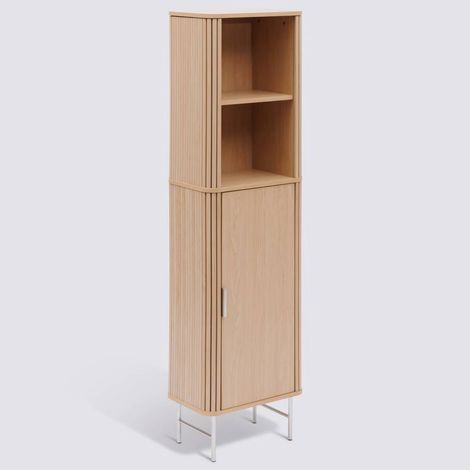 Colonne Meuble de salle de bain 1 porte 4 niches - Longueur 45 x largeur 30 x Hauteur 160 cm (1/5)