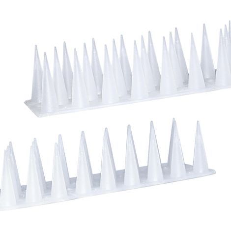 Set of two plastic bird spikes, suitable for pigeons, squirrels, raccoons and cats. White. (43 × 4 × 3.5 cm) (1/5)