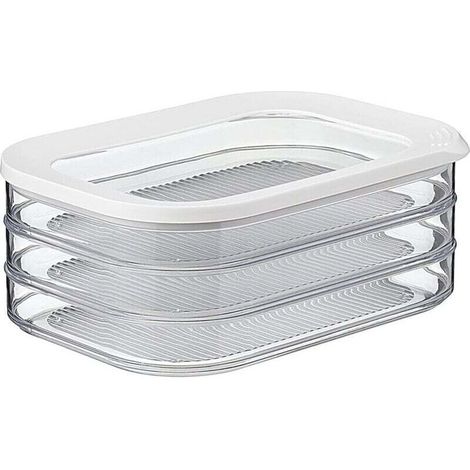 YMYNY Boîte à charcuterie 3 étages – Blanc – boîte de rangement frigo pour charcuterie - trois boîtes de conservation séparées – passe au lave-vaisselle (1/4)