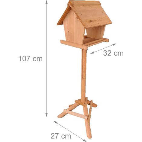 Mangiatoia per uccelli in abete per giardino terrazza osservazione 107 x 32 x 27 cm in legno naturale 130017891