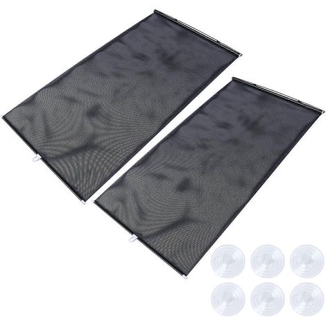 Lot de 2 rideaux enrouleurs universels rétractables pour voiture, pare-soleil et stores de protection pour fenêtres (noir)-125X68cm-Black