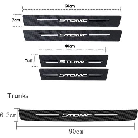 (Lot de 5) Autocollants anti-rayures en fibre de carbone pour seuils de portières de voiture Kia Stonic,film protecteur,bande adhésive imperméable avec logo (1/3)