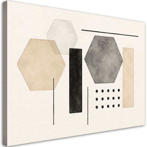 Quadro su tela, Geometria astratta Minimalismo Beige Grigio - 120x80 (1/3)