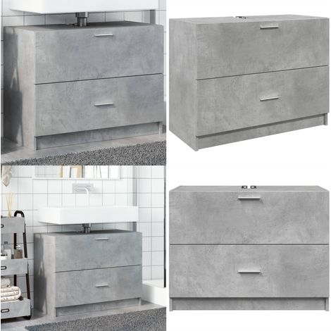 Armoire d'évier gris béton 78x37x59 cm Bois d'ingénierie - Meuble De Salle De Bain - Armoire De Lavabo - Rangement Salle De Bain - Évier Gris - Meuble Vasque - Home & Living