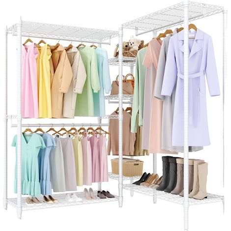 Porte-vêtements, Design autoportant, Construction en métal robuste, Blanc (1/2)