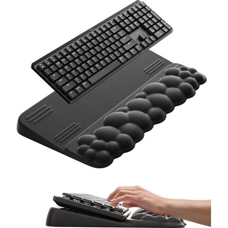 VAYDEER 2-in-1 Tastaturerhöhung & Handgelenkauflage – Ergonomisches Schreibtischzubehör-Set: Tastaturerhöhung und Handgelenkauflage aus Memory-Schaumstoff „Cloud“ für Homeoffice, Spielzimmer und PC (S (1/5)