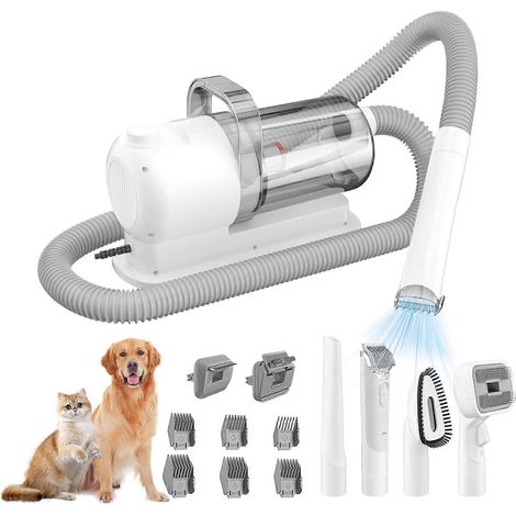 Aspirateur pour toilettage d'animaux, kit de toilettage pour chiens, aspirateur silencieux pour poils de chien, 12 accessoires pour éliminer les poils d'animaux, réservoir de 2,5 L (1/4)