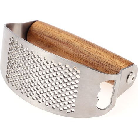 Presse-Ail - Presse-Gingembre - Acier Inoxydable 430 - Bois D'Acacia - Rotatif - Pour Cuisine Domestique - 1 Pièce
