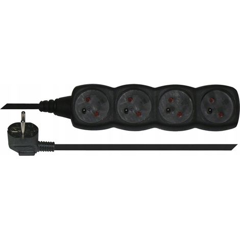 Rallonge électrique avec terre 4 prises 3m noir
