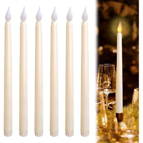 6 Pièces Électrique Flamme Vacillante Bougie Chandelier LED,Fausses Bougies Décorative,Blanc Bougies LED pour Pâques,Anniversaire,Noël (1/5)