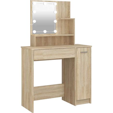 Coiffeuse avec LED chêne sonoma 86,5x35x136 cm (1/5)