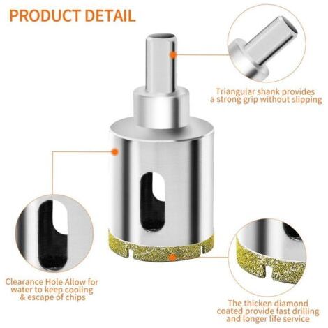 NALOOKAMIC 40mm Scie Cloche Diamantée avec Mèche Pilote, Foret Trépan Diamant pour Carrelage, Porcelaine, Verre, Marbre et Céramique