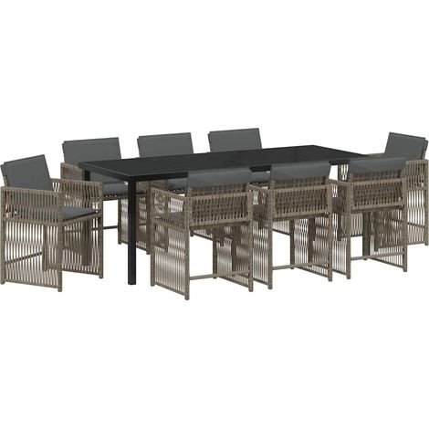 Maison Exclusive - Set da Pranzo per Giardino 9 pcs Grigio polyrattan