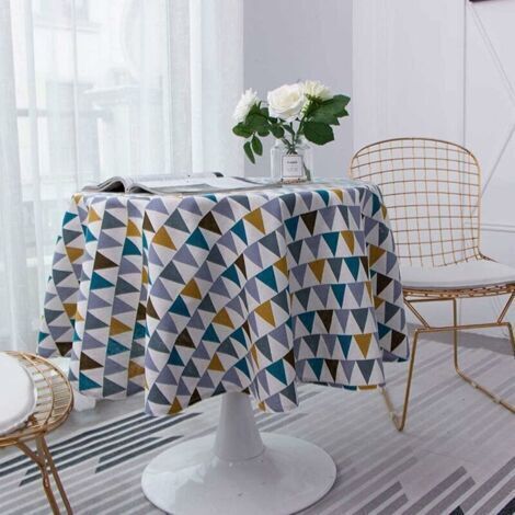 Nappe Ronde 150 cm en Coton et Lin Tissu Nappe en Sergé Simple Style Nordique Anti-Tache Infroissable Décoration pour Cuisine Salle à Manger Table (Coloré, Diamètre 140cm)