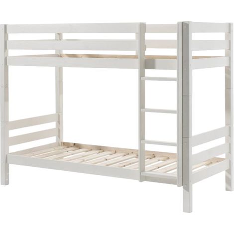 Lit Superposé Enfant Bois "Pino" 90x200cm Blanc