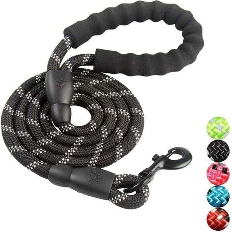 Laisse Pour Chien 1.5 M Poignée Confortable Fils Réfléchissants Pour Toutes Tailles Noir (1/4)