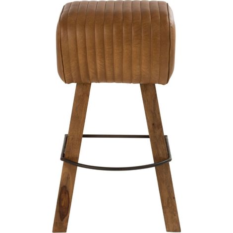 Tabouret de bar saut de cheval en bois et cuir - SAMIR (1/5)