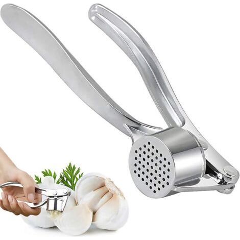 Garlic Press,Stainless Steel Garlic Cutter Garlic Press Garlic Crusher Dishwasher Safe Practical Kitchen Helper for Fresh Garlic and Ginger (Silver) (1/5)