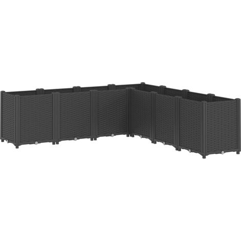 Fioriera rialzata per piante fiori terrazza giardino 160 x 160 x 53 cm polipropilene nero 020037458