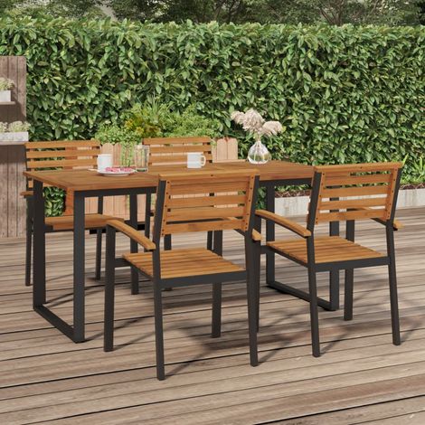 Table de jardin et pieds en forme de U 160x80x75 cm bois acacia (1/5)