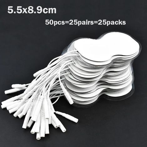 20/100 5 x 5 cm electrodes for TENS/EMS nerve and muscle stimulator, gel pads, physiotherapy device, 2 mm plug 03811