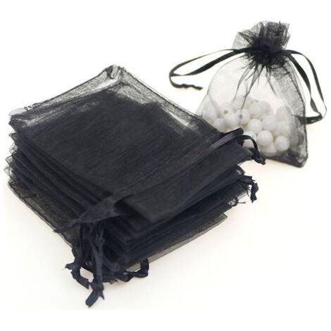 Lot de 100 sachets cadeaux en organza mesurant 9 x 12 cm pour un emballage cadeau lgant Label (1/3)