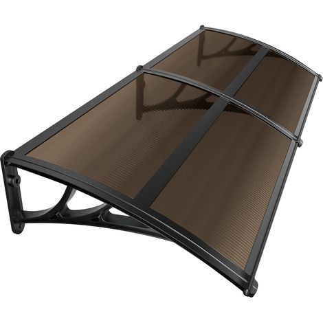VOUNOT 200x80cm Front Door Canopy Porch Outdoor Awning, Patio Rain Shelter, Brown