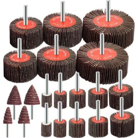 Disques à lamelles - 10 tailles différentes - pour le polissage d'outils rotatifs, avec poignée, disques à meuler - pour le meulage, le polissage et le ponçage - 20 pièces (1/5)