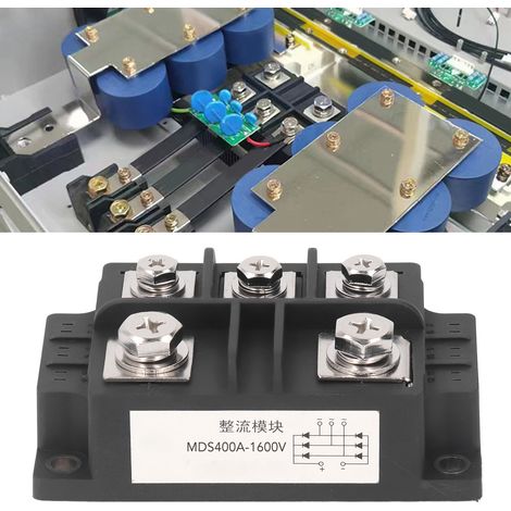 Redresseur triphasé à 5 bornes MDS400A 1600V, module d'alimentation avec dissipateur thermique à plaque de cuivre et pont redresseur triphasé. (1/5)