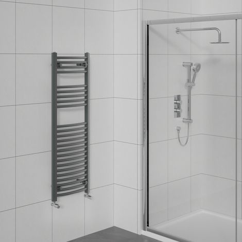 Curved Heated Towel Warmer Bathroom Rail Anthracite 1200x450mm (1/5)