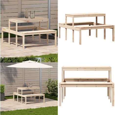 Picknicktisch 110x134x75 cm Massivholz Kiefer - Holztisch - Esszimmertisch - Gartenmöbel - Terrasse Möbel - Kiefernholzmöbel - Home & Living (1/5)