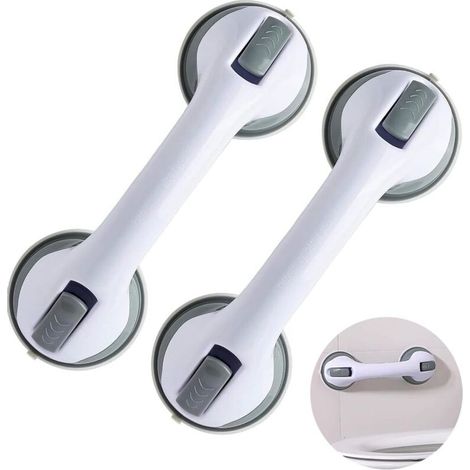 Poignée Ventouse Extrêmement Forte, Barre d'Appui à Ventouse 30cm 2 Pièces pour Salle de Bain & Douche Support Sûr pour , Verre, Mur Lisse Accessoire Sénior - Gris (1/5)