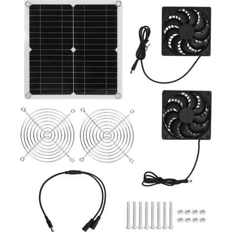 Solarbetriebener Abluftventilator, wasserdichter 20-W-Solarventilator, USB-Solarpanel-Ventilator für Gewächshäuser, Wohnmobile, Tierställe, Hühnerställe A (1/5)