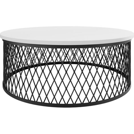 Mesa de centro Oswego 128, Blanco, 30x0x0cm, Diámetro: 75, Aglomerado laminado, Redonda