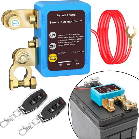 Interrupteur de déconnexion de batterie à distance 12 V (universel pour voitures/camions, antivol) - 240 A (1/5)