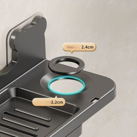 Set di 2 mensole da parete per flaconi di sapone e bagnoschiuma in bagno + 4 ganci, grigio scuro, 259,45,7 cm (1/4)