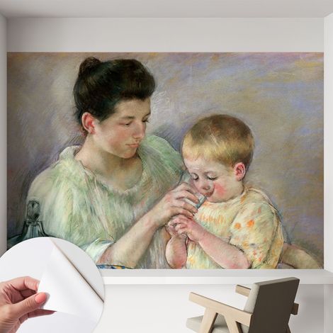 Papier peint adhésif décoratif avec colle pour salon chambre et bureau Installation rapide Tendresse parentale 152x104 cm (1/5)