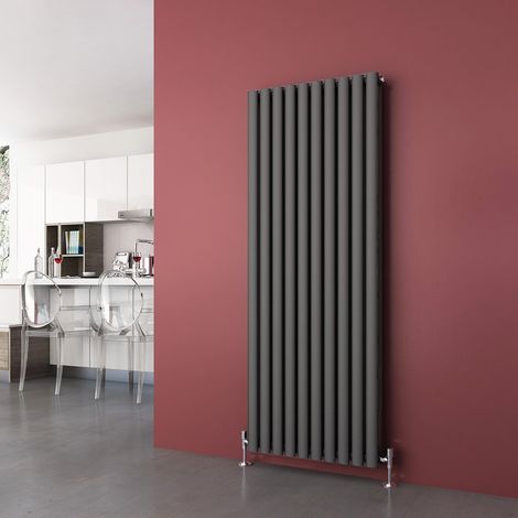 ELEGANT Vertical Column Designer Radiator Anthracite Oval Double Panel Rad 1600 x 590mm (1/5)