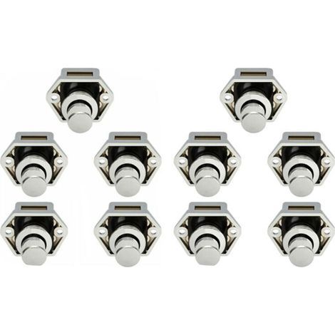 10 Stück Mini-Druckknopf-Schubladenriegel, Schranktürriegel, verriegelbar, Wohnwagen, Wohnmobil, Boot, Nickel (1/5)