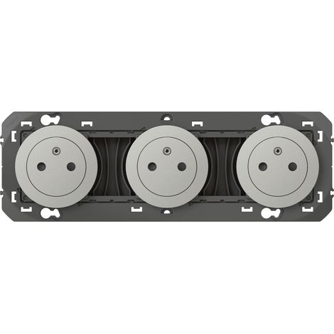 Legrand – Triple prise de courant 2P+T précâblée 16A – Finition aluminium – Accès facilité socle rétractable – Protection enfant (1/3)