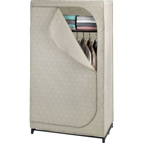WENKO Armadio in tessuto Balance, guardaroba in tessuto, con ripiano per riporre e chiusura lampo, capacità 10 kg, Poliestere, 90x160x50 cm, Taupe (1/5)