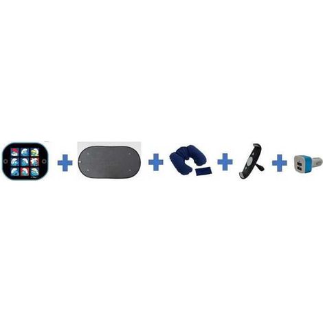 Pack voiture été - HTC EQUIPEMENT - Départ en vacances - Inclu : pare-soleil, coussin nuque, support tablette