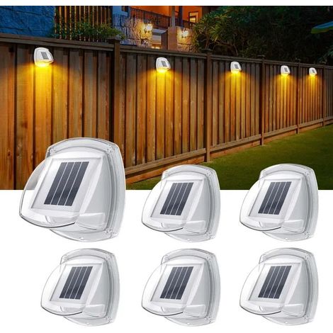 Lot de 6 appliques murales extérieures solaires LED – Lampes murales étanches avec lumière blanc chaud – Pour escalier, terrasse, clôture et balustrade – Installation facile (1/5)