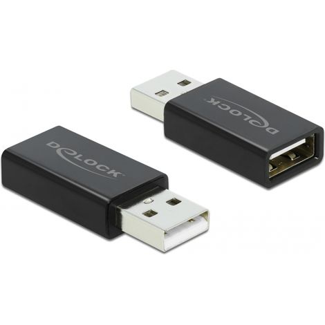 Delock Adaptador USB 2.0 Tipo-A macho a Tipo-A hembra con Bloqueador de datos