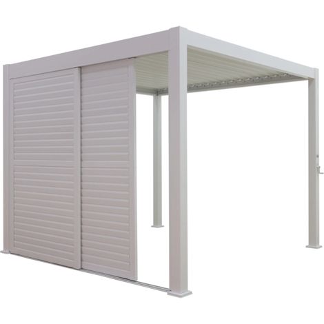 set 2 pareti scorrevoli per pergola bioclimatica eurogarden "atena" in alluminio bianco lato 3 mt