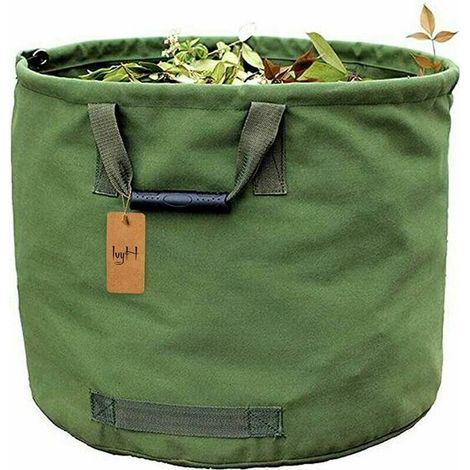 125L Gardening Bag - Military Canvas - Rubber Handles - Height 45.7cm Diameter 55.8cm - For Collecting Heavy Waste (1/5)